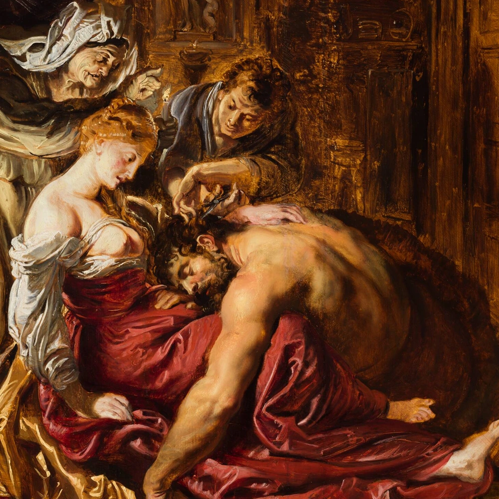 Peter Paul Rubens, Samson and Delilah, ca. 1609, detail of Samson and Delilah. Cincinnati Art Museum.