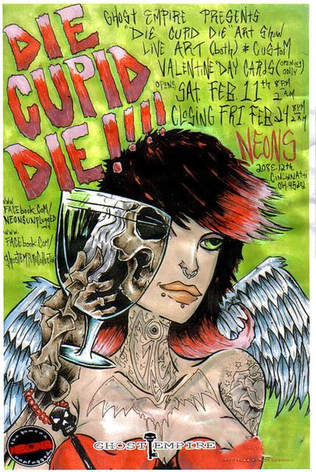 Ghost Empire Collective, Die Cupid Die!, exhibition poster, The Famous Neons Unplugged, February 2012.