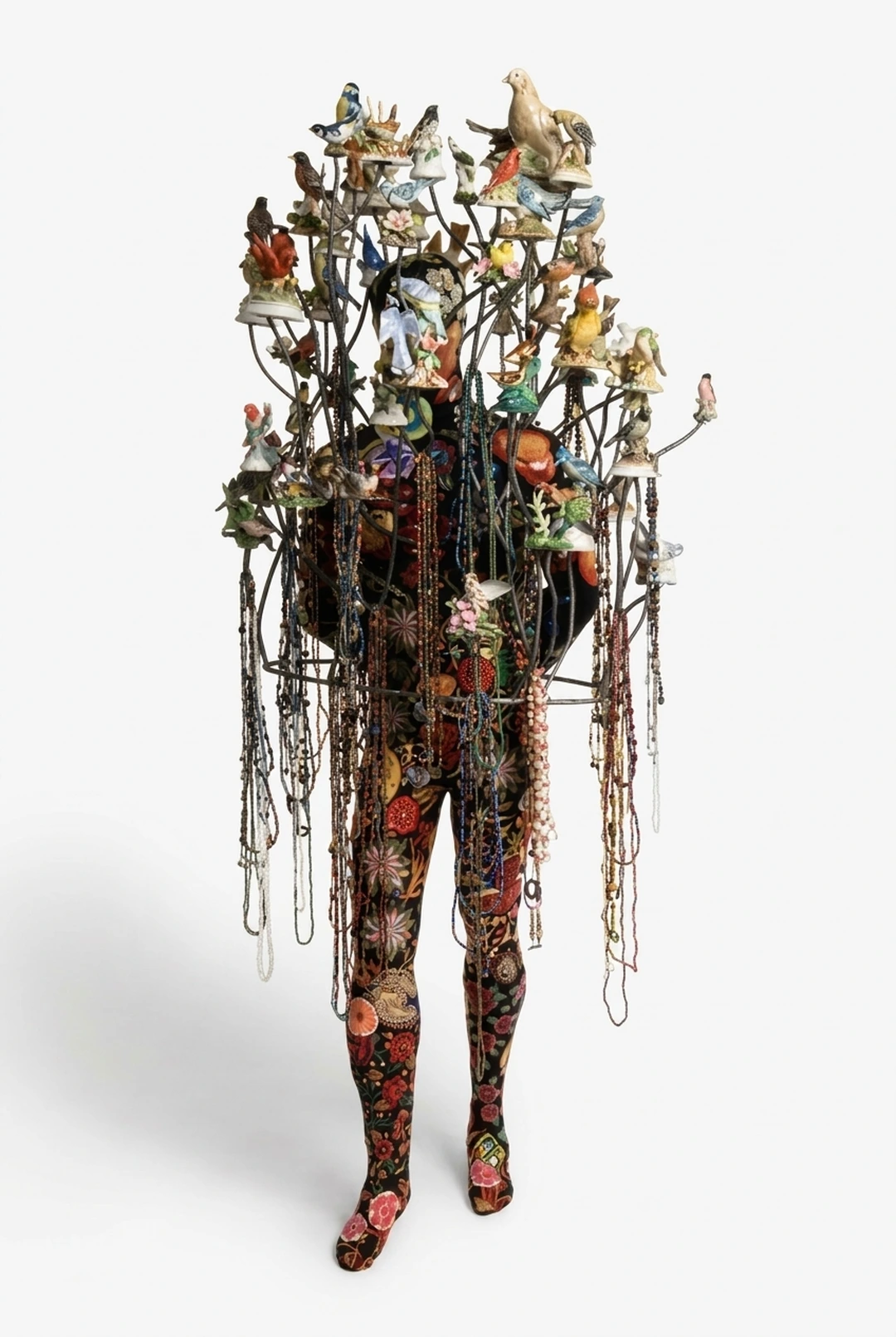 Nick Cave, Soundsuit, 2007. Mixed media with porcelain birds, metal armature, and embroidered fabric. Photo: James Prinz.