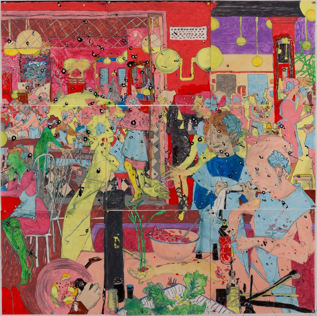 Dasha Shishkin, If God is For Us Who Can Be Against Us, 2010, mixed media on acetate. Courtesy of Zach Feuer Gallery.