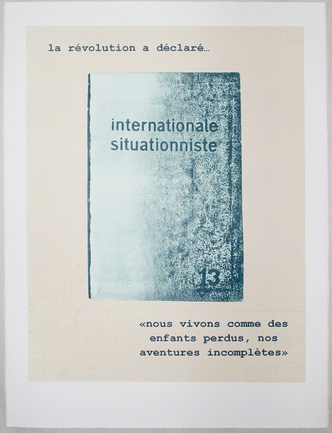 Joseph Winterhalter, S.I. said..., from the suite The Revolution Says..., 2012. Lithograph on Somerset paper, 30 x 22 in., edition of 13. Printed at Clay Street Press.