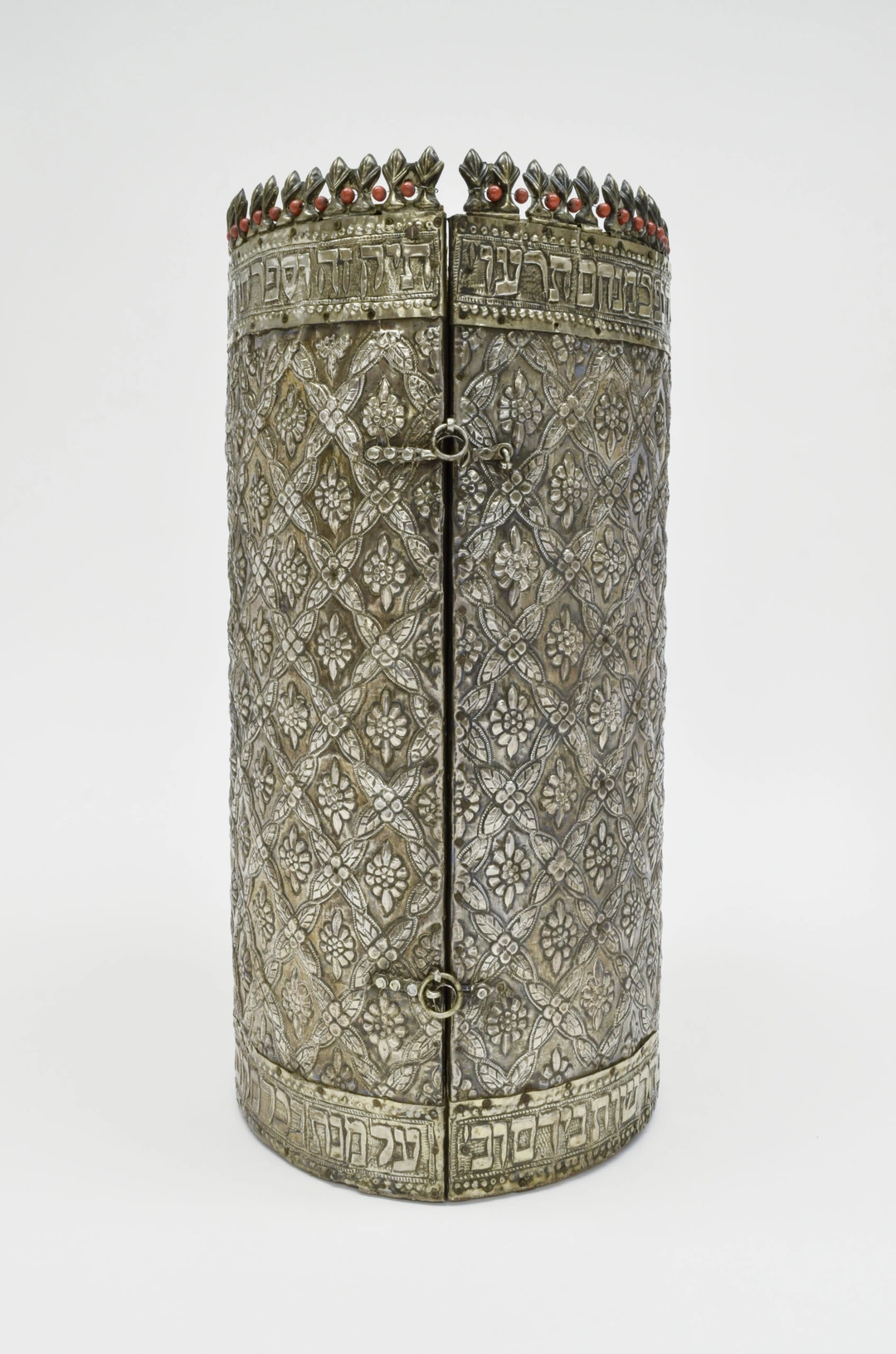 Torah Case (Tik), Iraq, 1916. Chased silver on wood, 22 x 10 1/2 in. Cincinnati Skirball Museum, Hebrew Union College, formerly S. Kirschstein collection, 57.3.