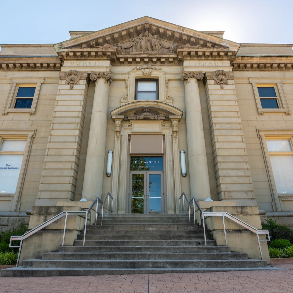 Exterior of The Carnegie Visual and Performing Arts Center in Covington, Kentucky.
