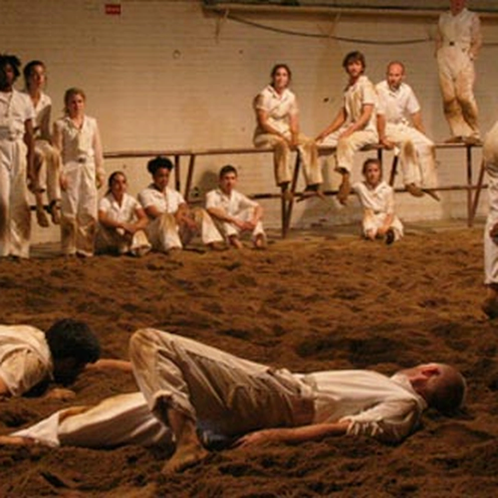 Dancers performing Our Town by Bebe Miller during Dance Uptown: DIRT at Ohio State in 2012.