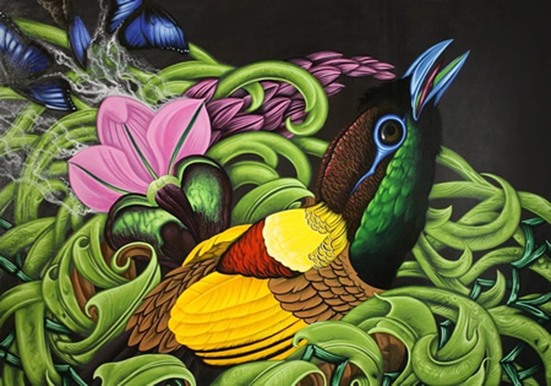 Kevin Veara, Miasma #28, acrylic on wood panel.
