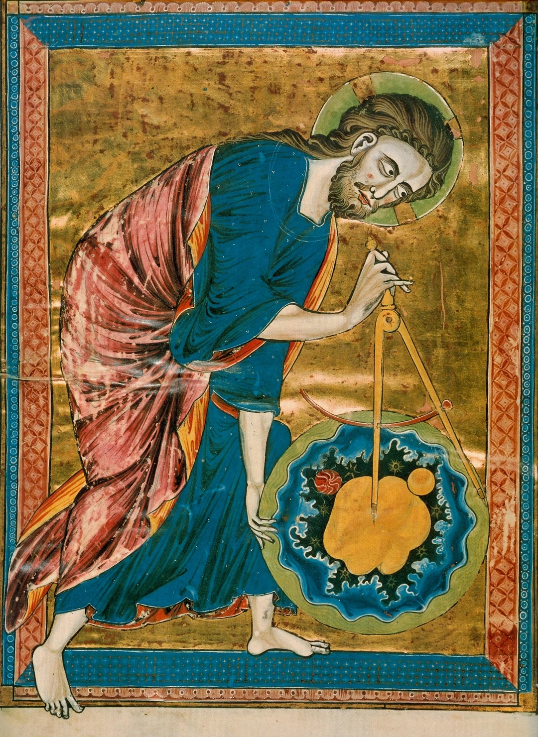 Medieval manuscript depicting God as the Geometer