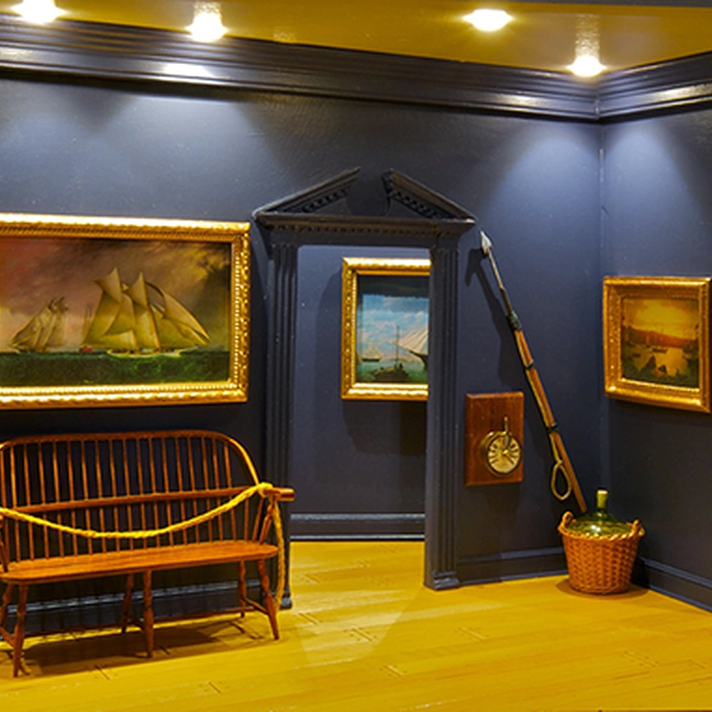 The Maritime Museum is Robert’s latest creation. Nautical accessories and paintings of sailing ships, together with a deep blue colour for the walls and plank flooring sets the scene perfectly.