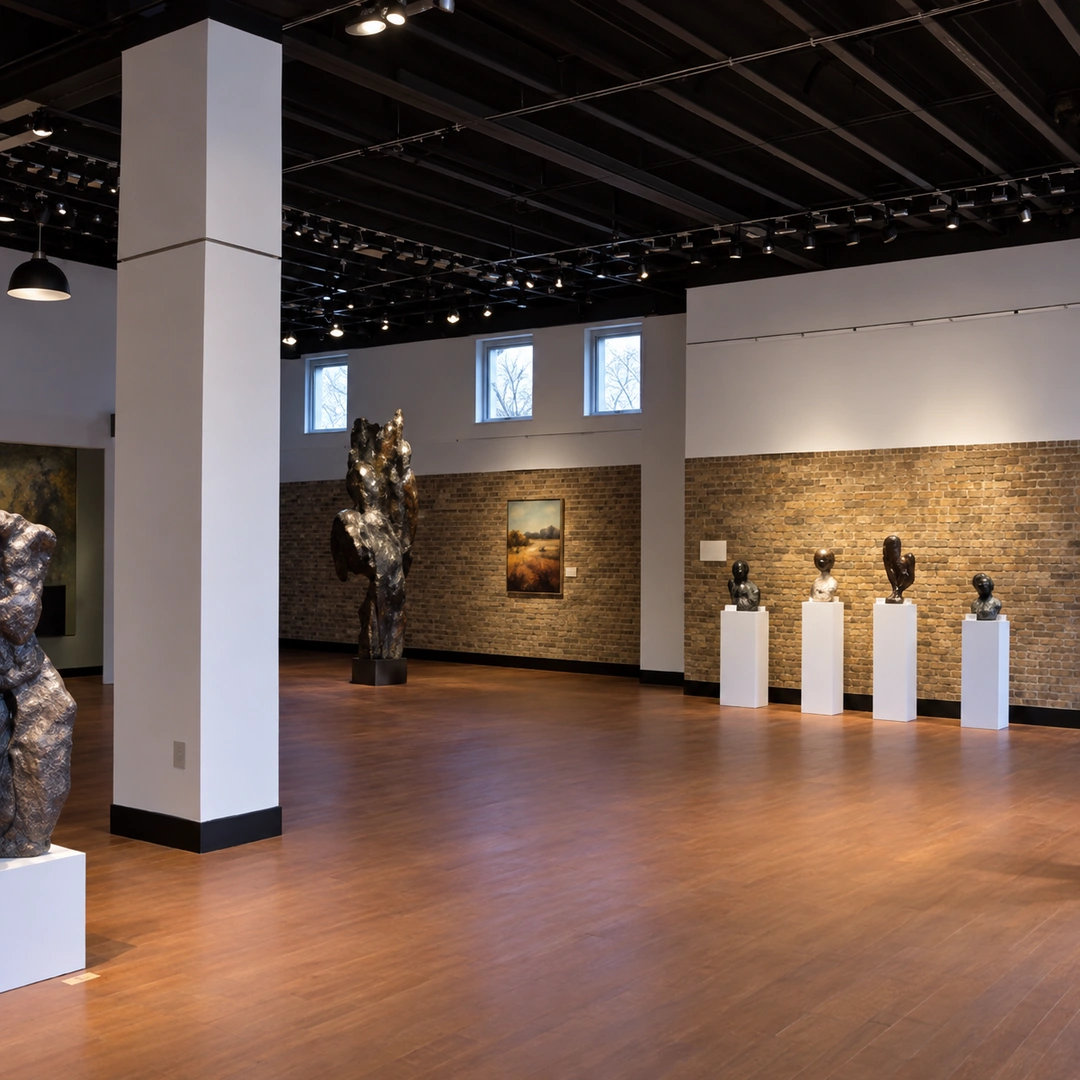 Layered Abstractions at AEC, installation view. (Digitally enhanced. May contain discrepancies from the original artwork.)