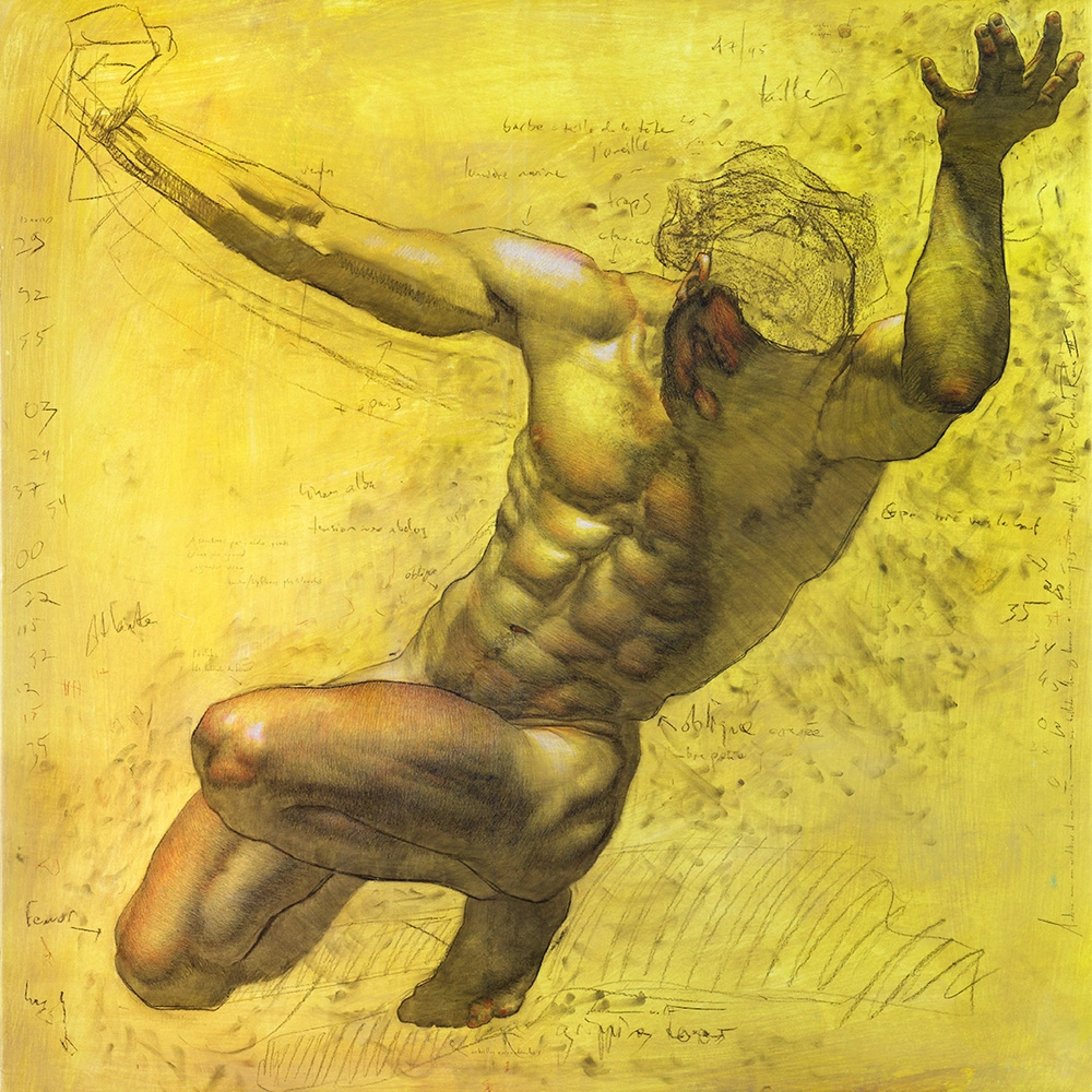 Shane Wolf, figure drawing study in trois crayons, published by Manifest Drawing Center in 2022