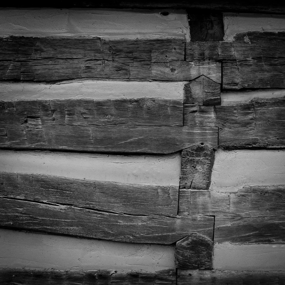 Matthew Albritton, "Garfield Birthplace: Hand-hewn Logs," 2009, digital capture, archival digital print, 14 x 14 in. Photo courtesy of Taft Museum of Art.