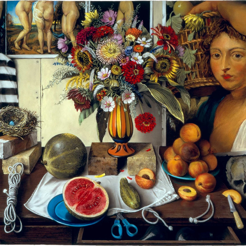 Sheldon Tapley, Harvest Table, 1999, pastel on paper, 38 x 32 inches.