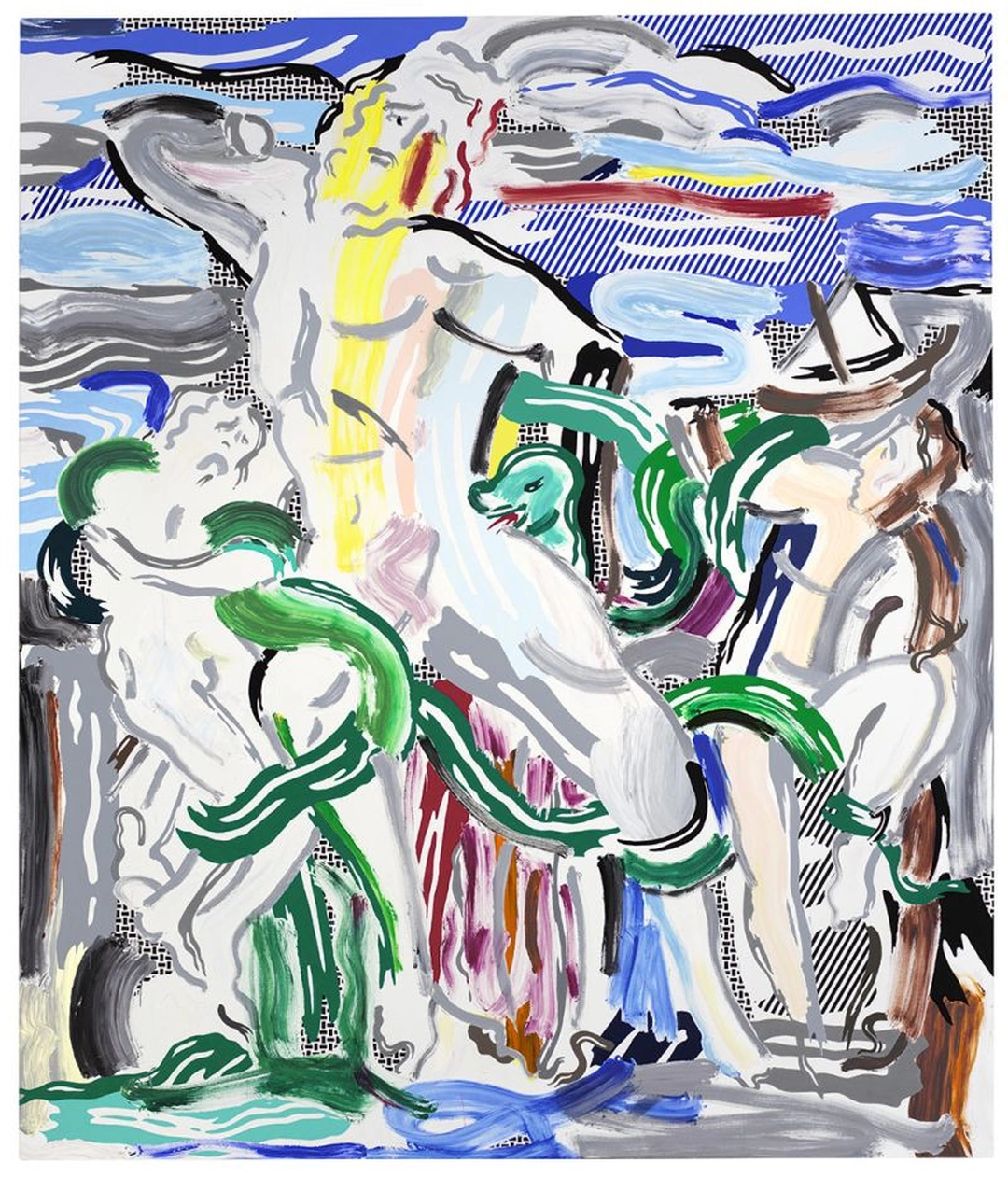 "Laocoön", 1988. Oil and Magna on canvas. 120 x 102 in. © Estate of Roy Lichtenstein. Private Collection.