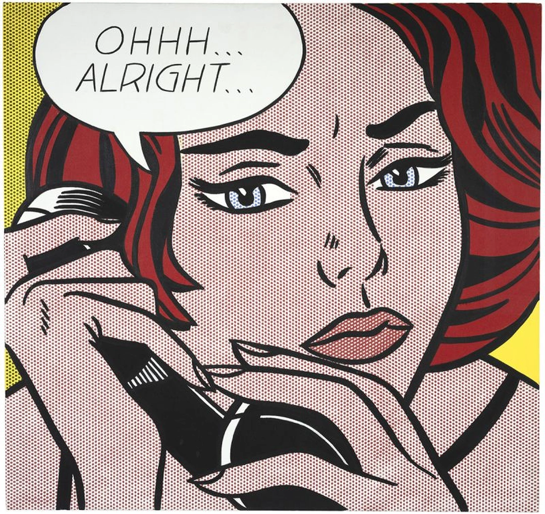 "Ohhh…Alright…", 1964. Oil and Magna on canvas. 36 x 38 in. © Estate of Roy Lichtenstein. Private Collection.