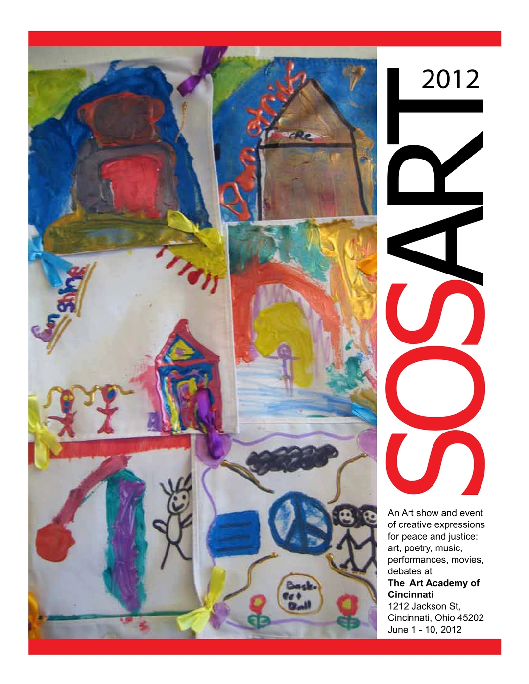 Cover of SOS ART 2012: A Community Art Show and Event of Creative Expressions for Peace and Justice, Art Academy of Cincinnati (2012).