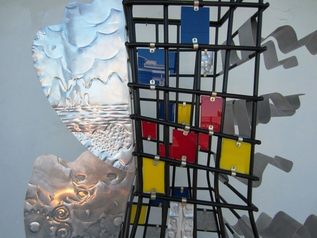 Detail from Sun Cairn, from Edward Casagrande's major sculptural installation, The Humanity Outpost at World Peace Bell Park, Newport, Kentucky.
