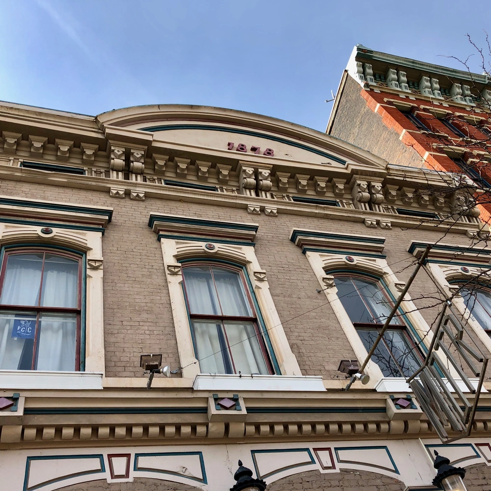 Historic Main Street in Cincinnati's Over-the-Rhine district, home to Art Beyond Boundaries gallery at 1410 Main Street.