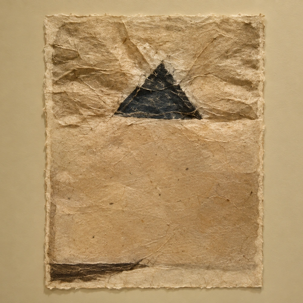 Suzanne Silver, "Untitled (Triangle)", abaca linter, pigmented pulp, thread. (Digitally enhanced. May contain discrepancies from the original artwork.)