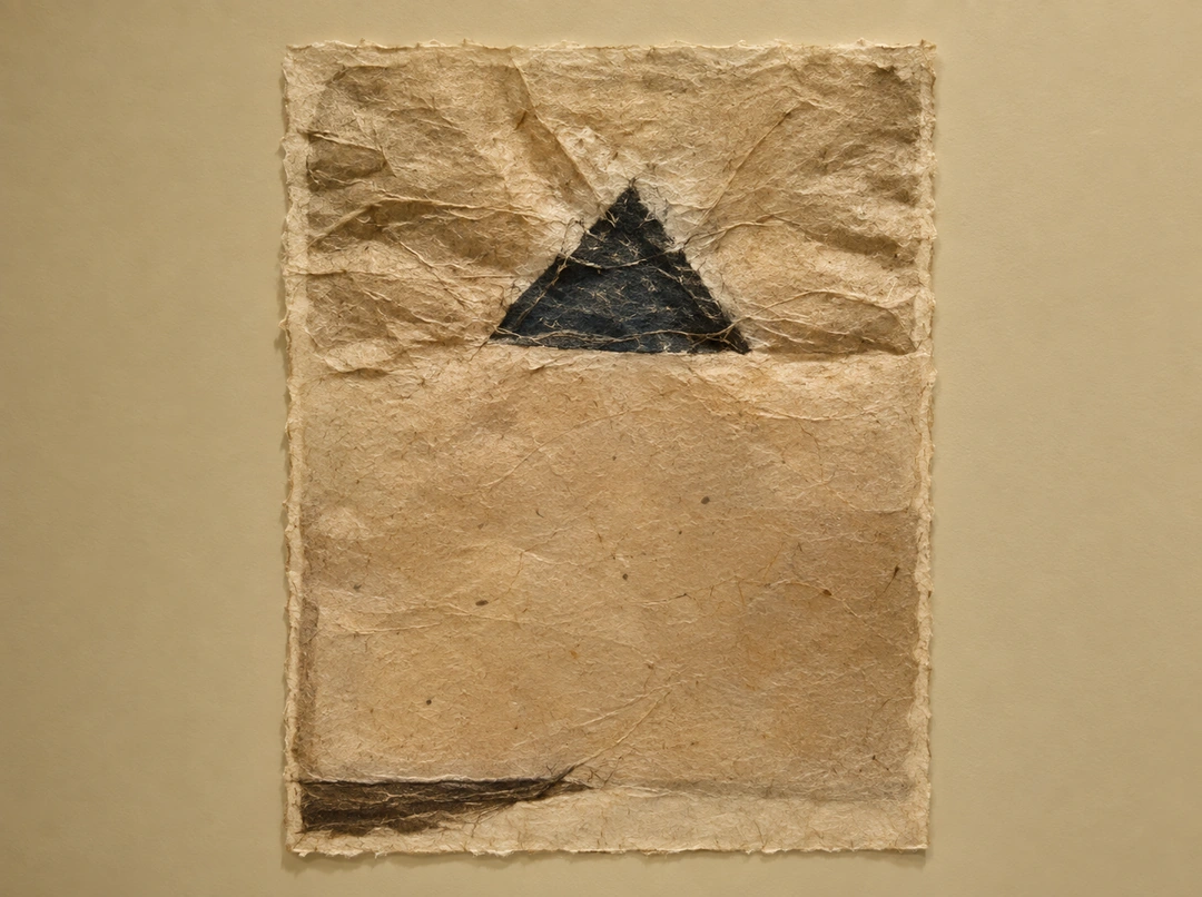 Suzanne Silver, "Untitled (Triangle)", abaca linter, pigmented pulp, thread. (Digitally enhanced. May contain discrepancies from the original artwork.)