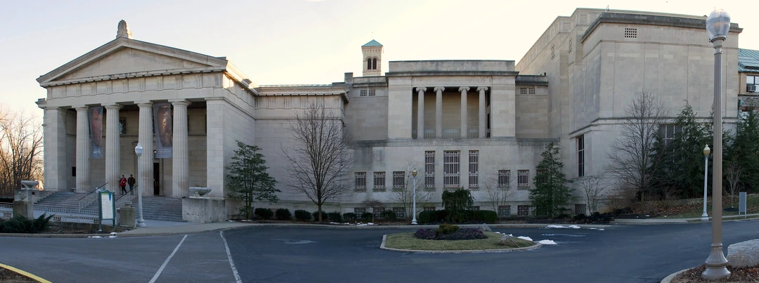 Cincinnati Art Museum exterior in Eden Park, Romanesque Revival building designed by James W. McLaughlin.
