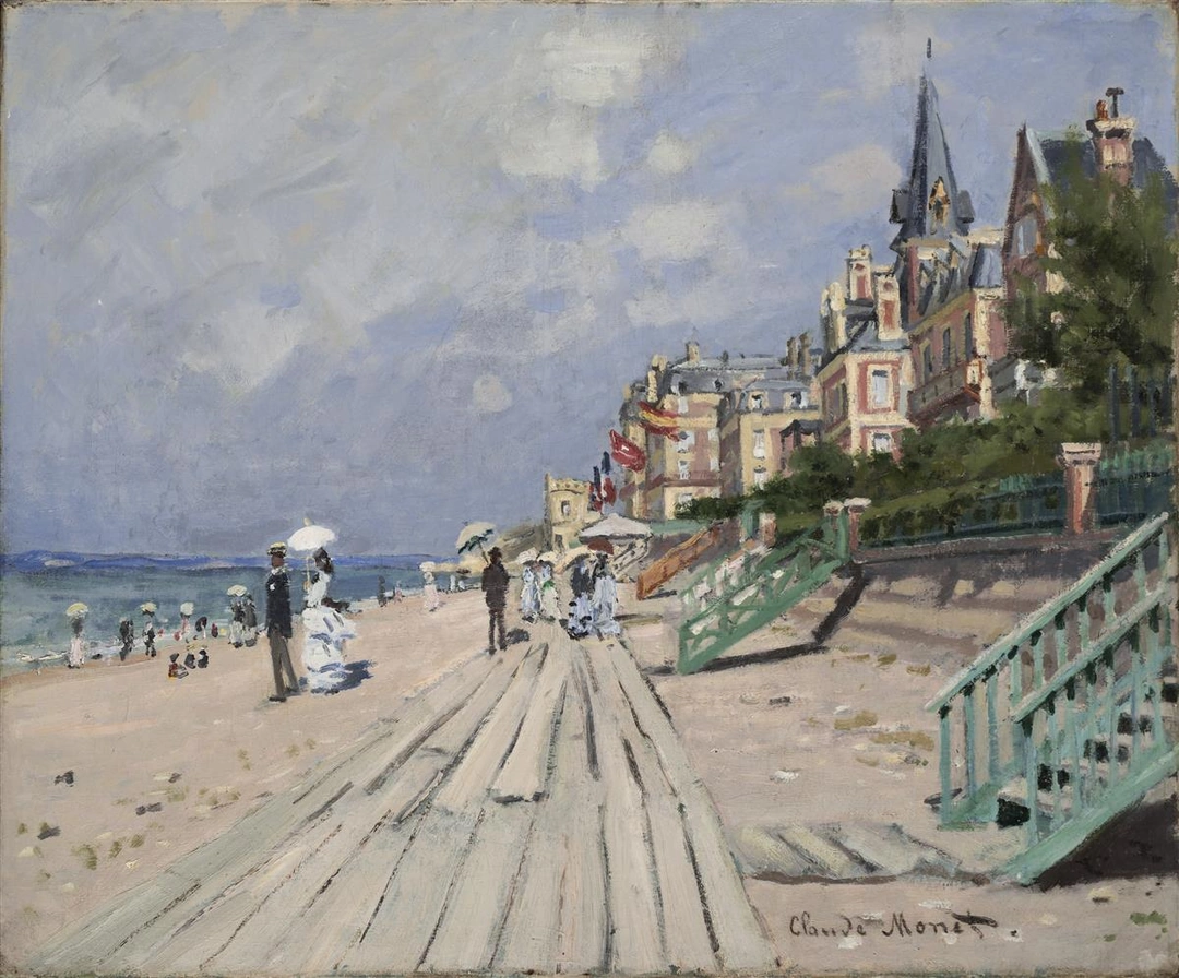 The Beach at Trouville, Claude Monet, 1870, Wadsworth Atheneum Museum of Art