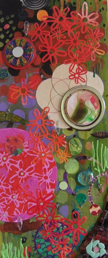 Suzanne Fisher, “Waterlilies in the Rain”, 2010. Mixed media with resin, 13.5 x 24.5 in. (Reproduction from the artist's website; not among the images published with the 2012 review.)
