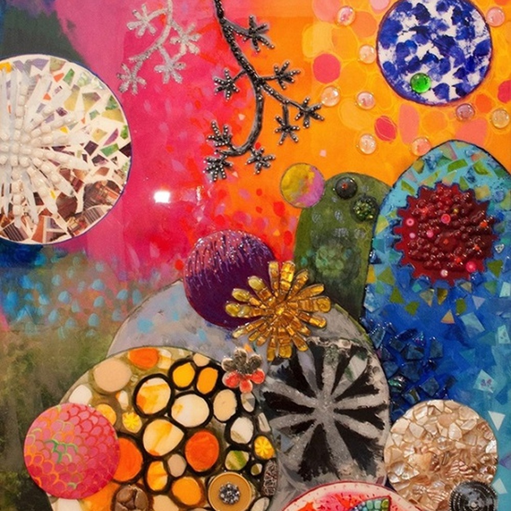 Suzanne Fisher, “The Ocean Floor”, 2012. Mixed media with resin, 36 x 40 in. (Reproduction from the artist's website; not among the images published with the 2012 review.)