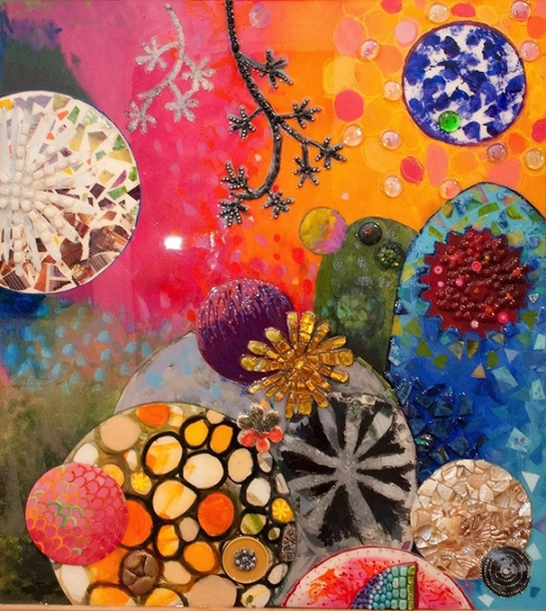 Suzanne Fisher, “The Ocean Floor”, 2012. Mixed media with resin, 36 x 40 in. (Reproduction from the artist's website; not among the images published with the 2012 review.)