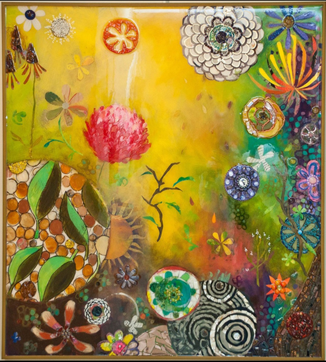 Suzanne Fisher, “The Garden Primeval”, 2012. Mixed media with resin, 36 x 40 in. (Reproduction from the artist's website; not among the images published with the 2012 review.)