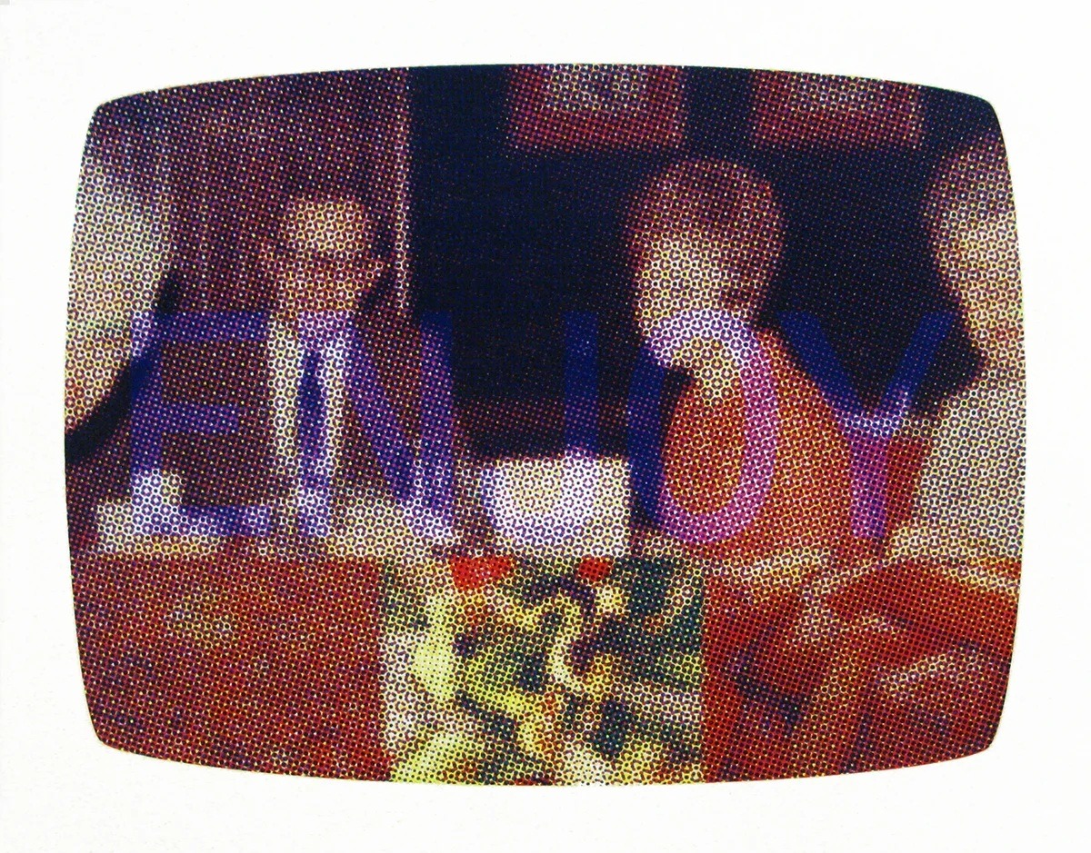 David Wischer, “ENJOY”, from the 5 Letter Words series, 2011–2012. Screen print, 22 × 28 in. (Reproduction from the artist's website, davidwischer.com.)