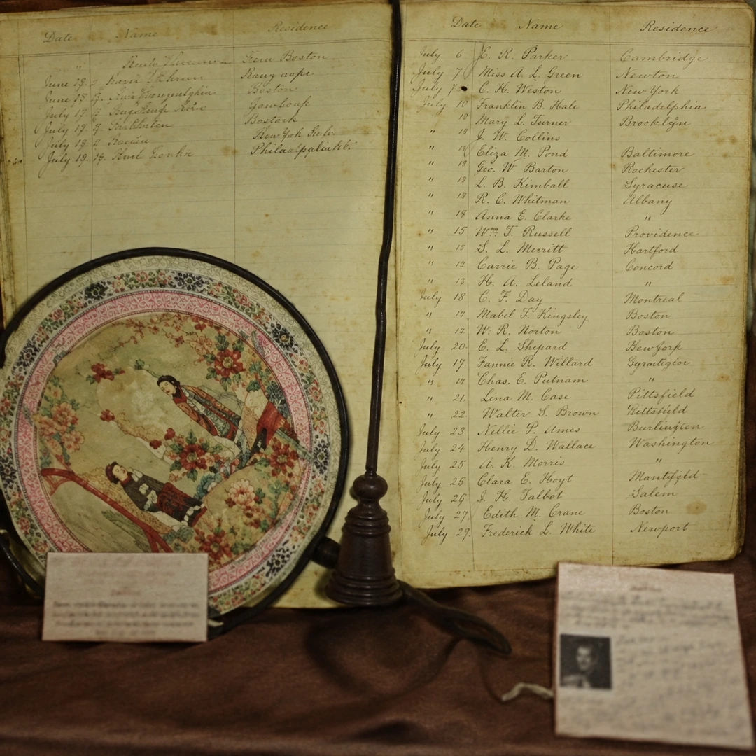Visitor's Register and Fan, digitally reconstructed