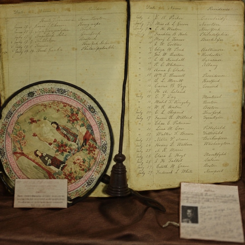 Visitor's Register and Fan, digitally reconstructed