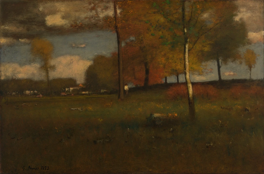 George Inness (American, b. 1825, d. 1894), Near The Village, October, Cincinnati Art Museum, Gift of Emilie L. Heine in memory of Mr. ad Mrs. John Hauck, 1940.943