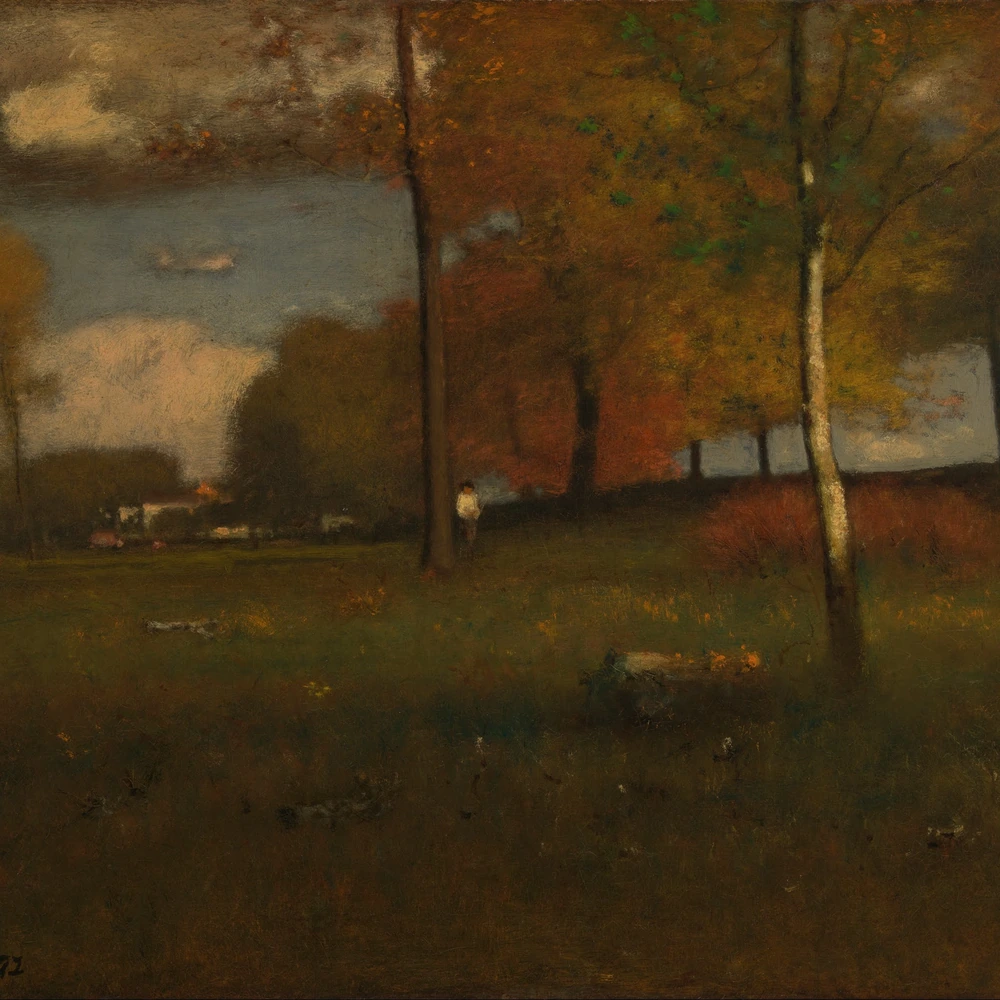 George Inness (American, b. 1825, d. 1894), Near The Village, October, Cincinnati Art Museum, Gift of Emilie L. Heine in memory of Mr. ad Mrs. John Hauck, 1940.943