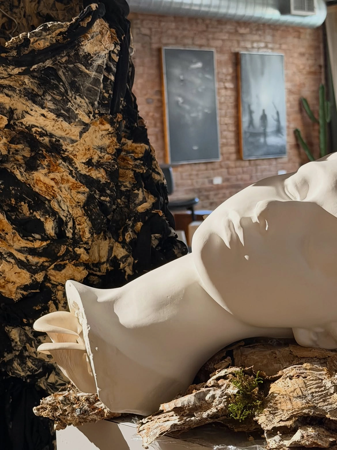 Mushrooms: the original Forbidden Fruit. Living mycelium sculpture by Kirsten Tingle
