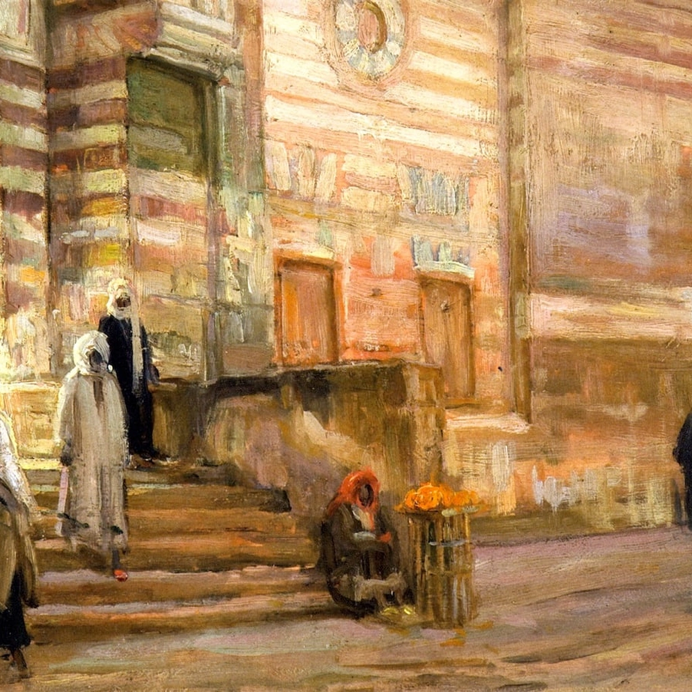 A Mosque in Cairo, 1897 Oil on canvas, 9 1⁄2 x 13 in. William M. Lewis, Jr. and Carol Sutton Lewis Photo: Joshua Nefsky (detail)