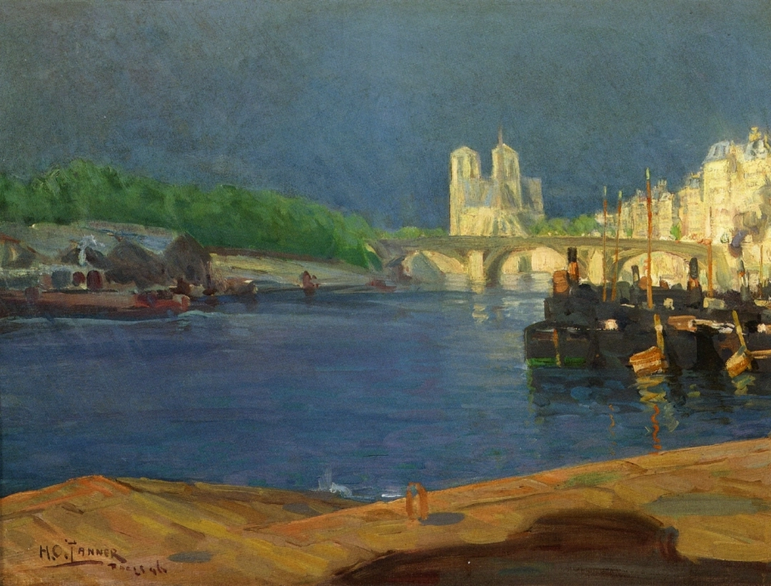 View of The Seine, Looking Toward Notre Dame, 1896 Oil on canvas, 14 7/8 x 20 1/8 in. Courtesy of Michael Rosenfeld Gallery, LLC, New York, NY