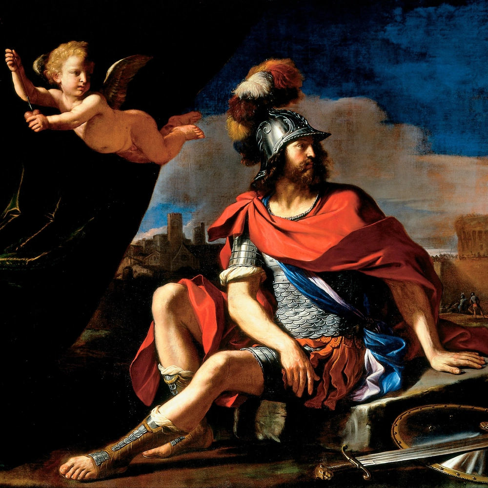 Giovanni Francesco Barbieri (Guercino)(Italian, b. 1591, d. 1666), Mars With Cupid, Cincinnati Art Museum, The Edwin and Virginia Irwin Memorial, Accession #: 1977.96 (detail)