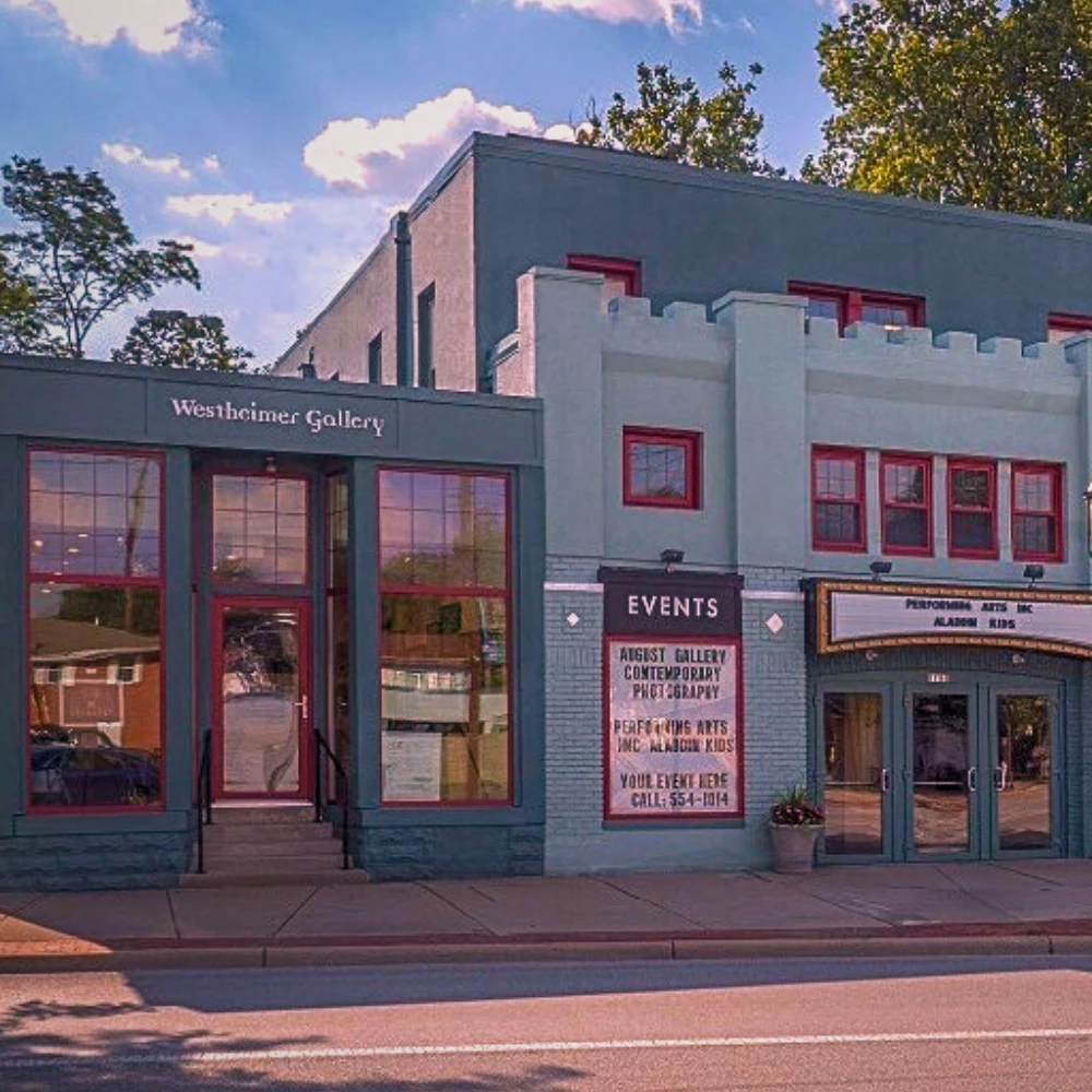 Sharonville Cultural Arts Center (formerly the Sharonville Fine Arts Center), 11165 Reading Road, Sharonville, Ohio, with the Westheimer Gallery at left. Photograph published by the Sharonville Cultural Arts Center on its website in 2021. (Related image located during this archive's reconstruction.)