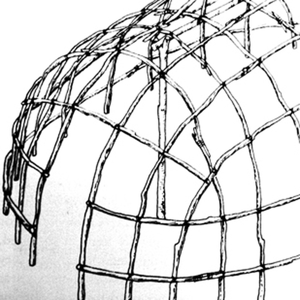 Pen sketch of a wigwam frame.
