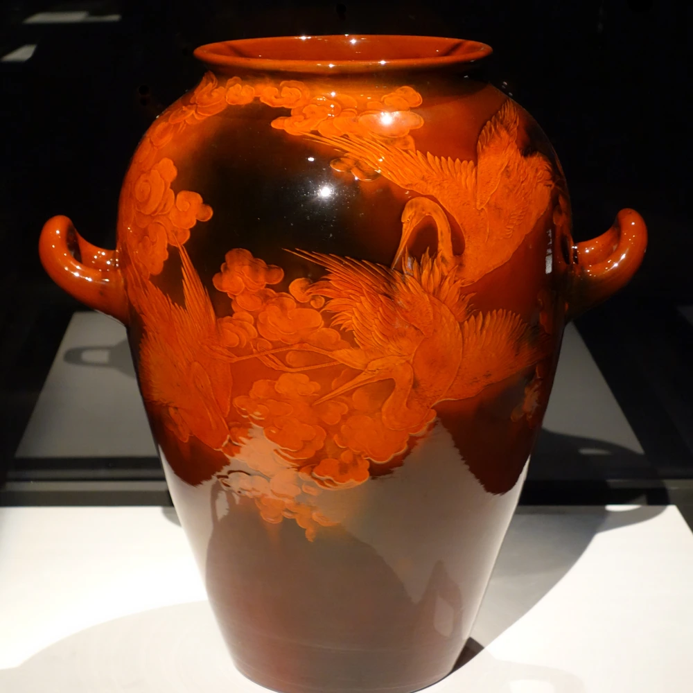 Detail of vase by Albert Robert Valentien for Rookwood Pottery Company, 1893, Cincinnati Art Museum