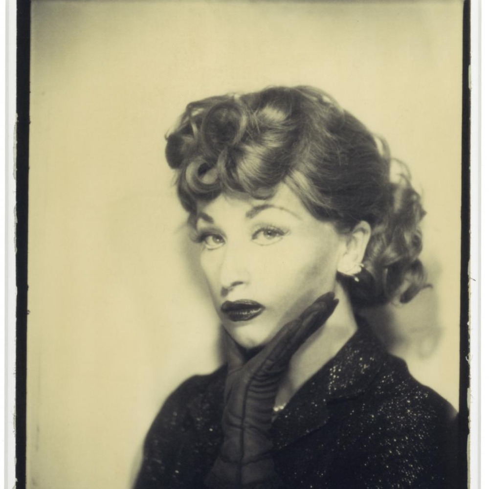 Detail of Cindy Sherman as Lucille Ball, face with curled hair.