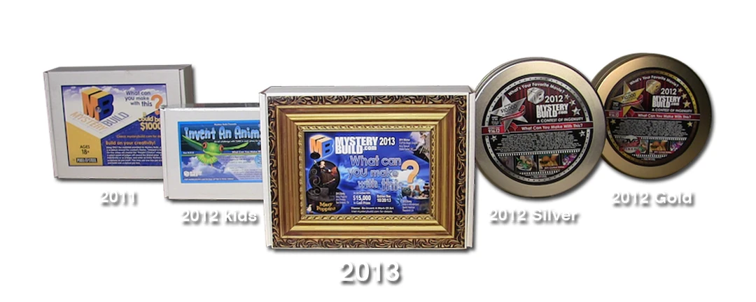 Mystery Build Materials Kits for the 2011, 2012, and 2013 annual art competitions