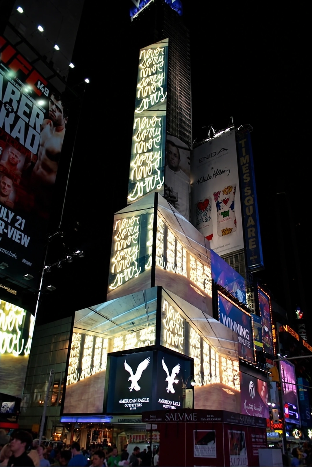 Vicki DaSilva, Jasmine/Never Sorry (for Ai Weiwei), displayed on digital billboards in Times Square during the Art Takes Times Square showcase, June 2012.