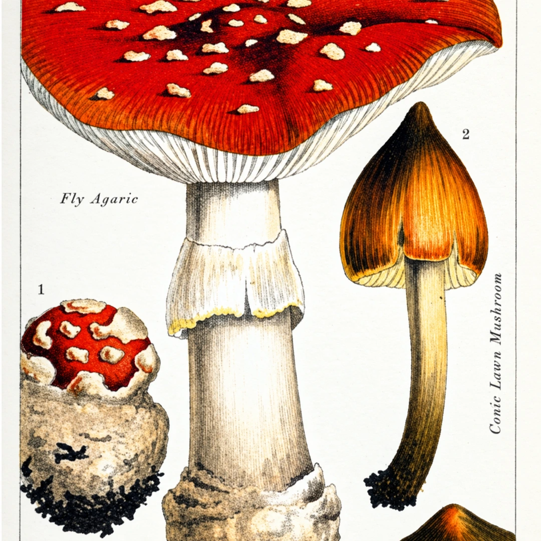 M. C. Cooke, Amanita muscaria (Fly Agaric), frontispiece from A Plain and Easy Account of British Fungi.