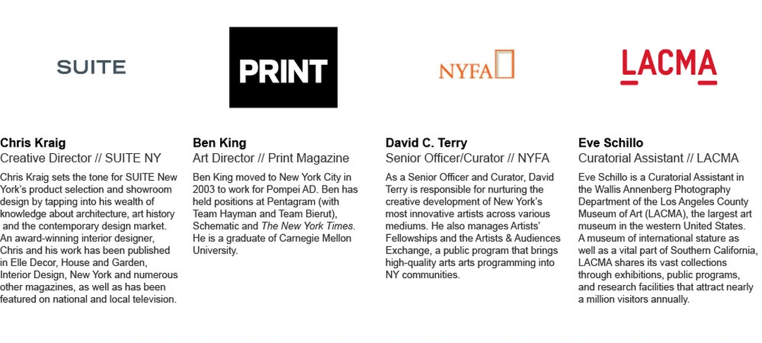 Jury panel announcement for the Winter 2012 3rd Ward Open Call featuring judges Chris Kraig, Ben King, David C. Terry, and Eve Schillo