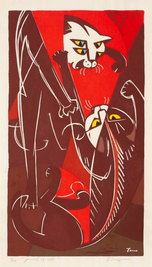 Tomoo Inagaki, Quarrel of Cats. Cincinnati Art Museum, The Howard and Caroline Porter Collection, accession no. 1986.1431. Image from the Cincinnati Art Museum's online collection.