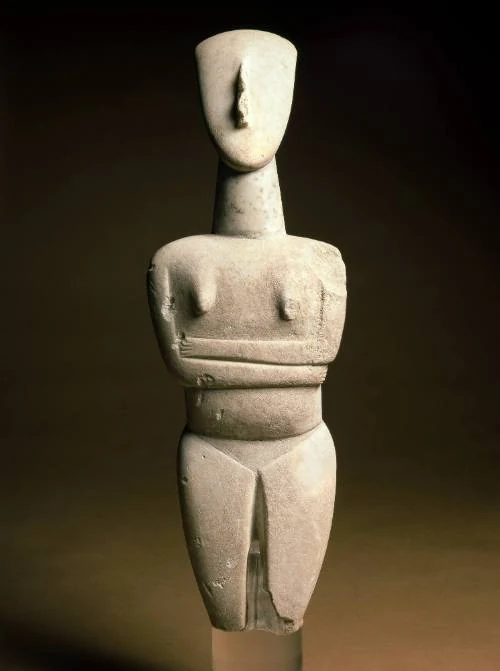 Cycladic figure (Reclining Female Figure), Greece, Early Cycladic II, 2500-2400 B.C.E., marble. Cincinnati Art Museum, Museum Purchase, accession no. 1960.484. Image from the Cincinnati Art Museum.