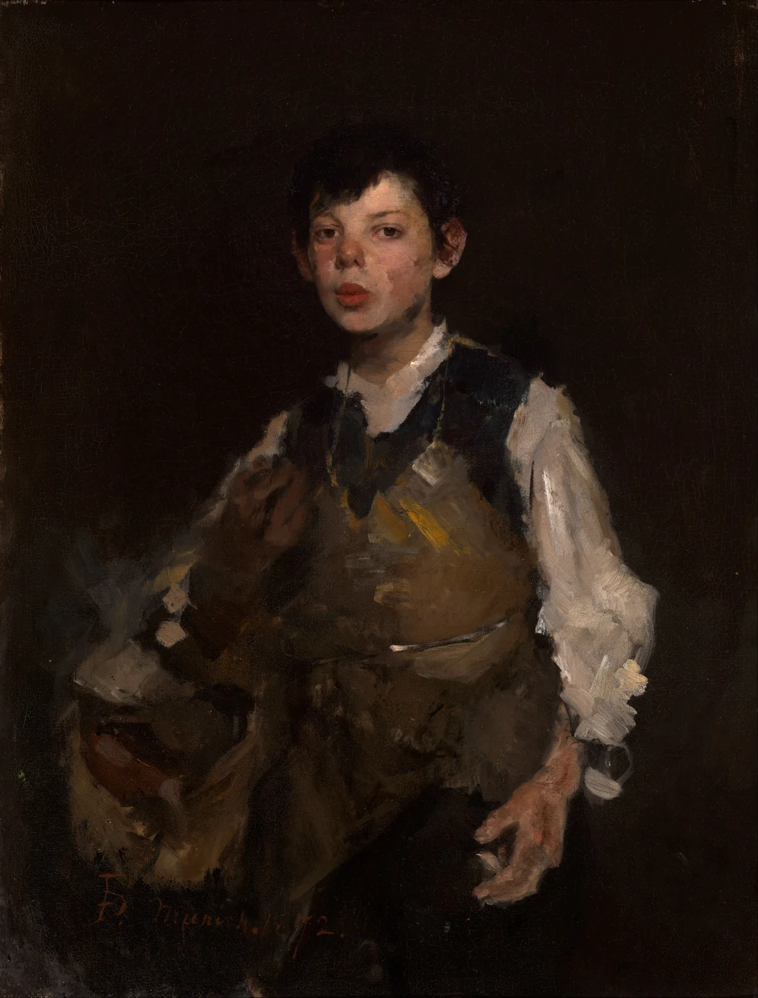 Frank Duveneck, The Whistling Boy, 1872, oil on canvas. Cincinnati Art Museum, Gift of the Artist, accession no. 1904.196. Google Art Project, public domain, via Wikimedia Commons.