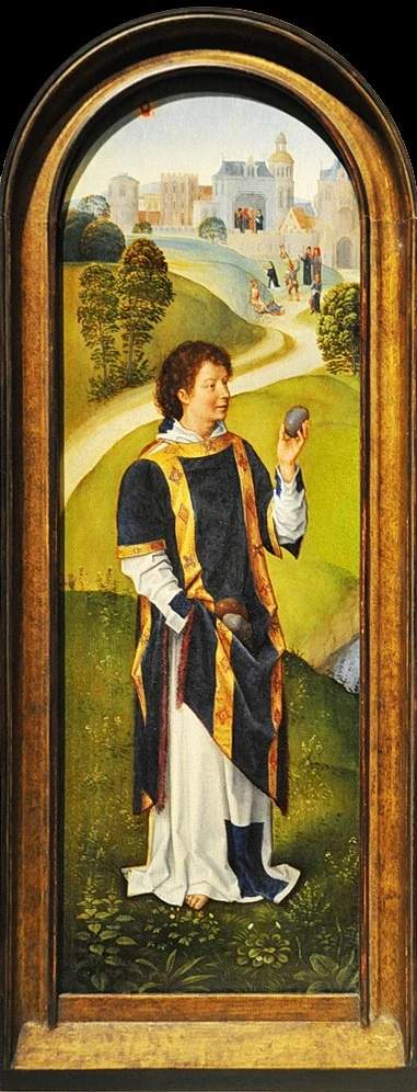 Hans Memling, Saint Stephen, ca. 1479-1480, oil on panel. Cincinnati Art Museum, Gift of Mrs. E. W. Edwards, accession no. 1956.11. Public domain, via Wikimedia Commons.