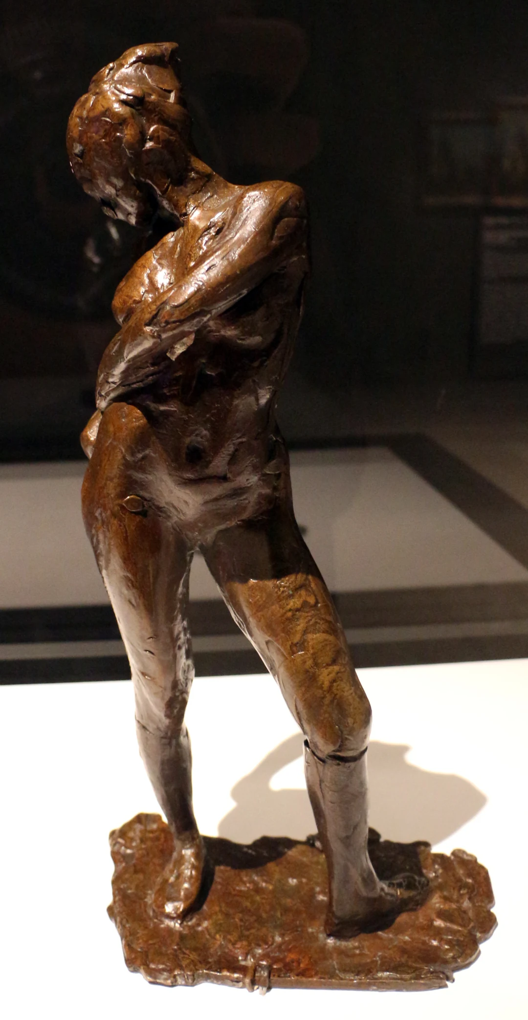 Edgar Degas, Dancer Fastening the String of her Tights, ca. 1885-1890, bronze. Cincinnati Art Museum, Gift of Ethan Emery, Irene Emery Goodale, Melissa Emery Lanier and Lela Emery Steele, accession no. 1992.138. Photo by Sailko, CC BY 3.0, via Wikimedia Commons.